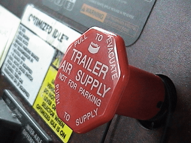 The trailer supply valve turns air off and on to the semi-trailer and subsequently controls its parking brakes.