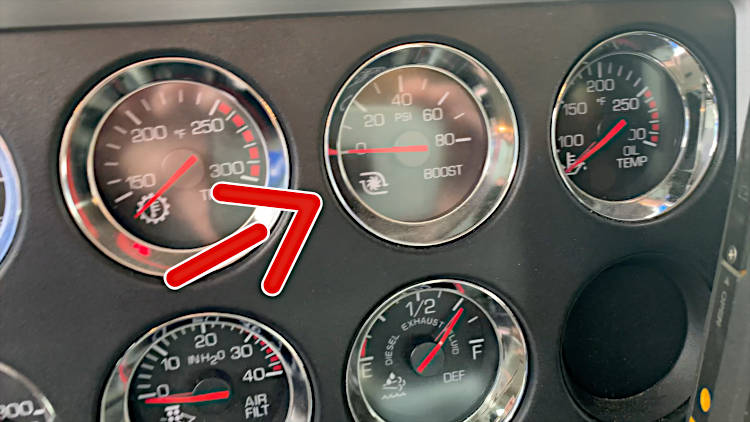 The boost gauge indicates how much air the turbo charger is ram forcing into the engine.