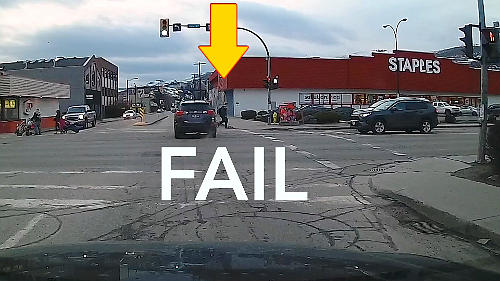 If you don't know how to handle a traffic situation on a driver's test....simply STOP. If you go too fast or are too close to another road user, you will FAIL.