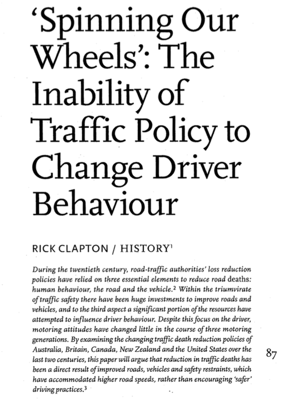 Spinning Our Wheels: The Inability of Traffic Policy to Change Driver Behaviour