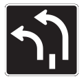 This lane designation lane sign indicates two turning lanes to the left.<p>Those driving large vehicles and on a road test want to be in the right lane when turning.