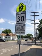 In many school zone areas, school zone signs will designate the time and days that speed limits are in effect for drivers.