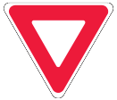 The YIELD or Give-Way sign is red and white.<p>It is a regulatory sign.<p>And at the intersection you must give the right-of-way to all other road users before proceeding.