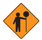 Construction signs are orange with black symbols and writing and these too warn of hazards and obstructions on the roadway.