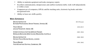 This sample resume can be used as a template to help you get a job as a truck or bus driver.
