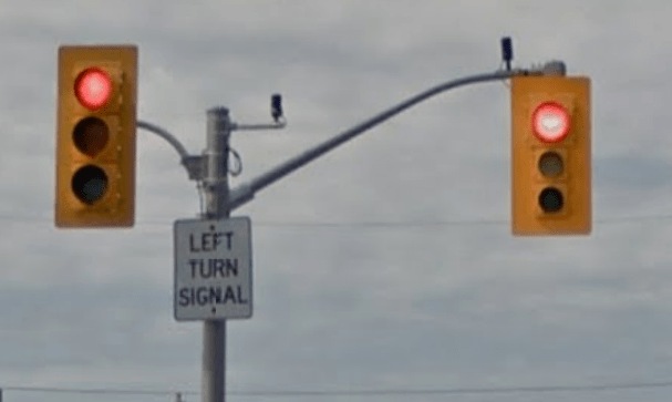 Traffic light exclusively controlling left turning traffic.