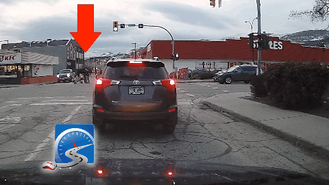 Driver far too close to pedestrian which is an automatic fail on a driver's test.