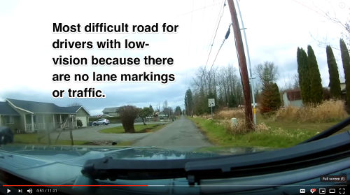 Roads without markings or traffic are the most difficult for drivers with low vision.