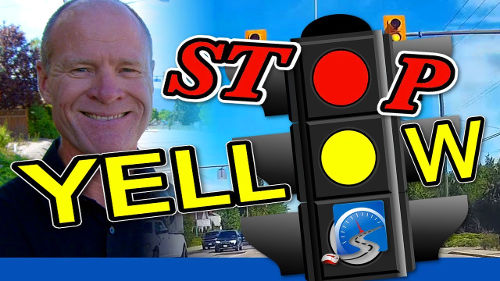 For the purposes of teaching a beginner driver, yellow and red traffic lights mean stop.