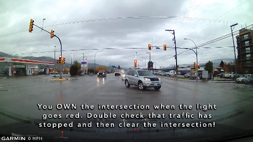 If you're in the intersection waiting to turn left and the light goes RED, you must clear the intersection.<p>DO NOT BACK UP...EVER!