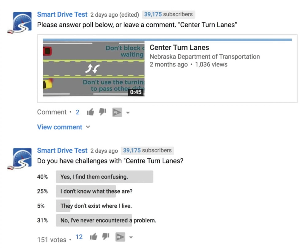 A survey showing that almost half of drivers find left centre turning lanes confusing.