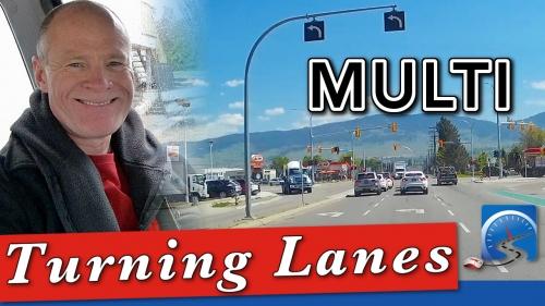 On multi turning lanes left, you have to shoulder check to ensure that you're in the spaces between the vehicles in the other lane.