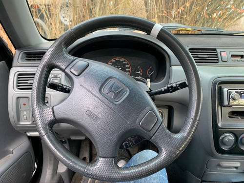 To keep track of where your steer tires are at a glance for the purposes of maneuvering your vehicle, put a piece of tape on the top of your steering wheel.