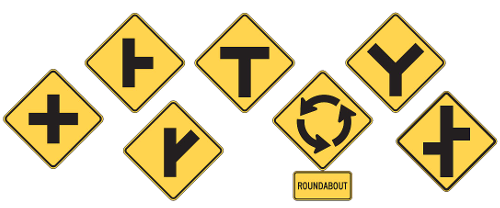 Highways can have any number of intersections. Look for these signs to keep yourself safe.