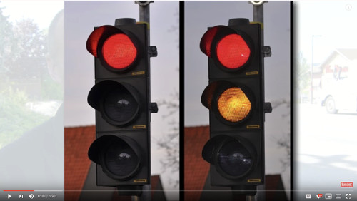 For the purposes of a road test, yellow and red lights are the same colour.<p>In other words, you must stop for both!